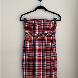 Vineyard Vines Plaid Strapless Dress